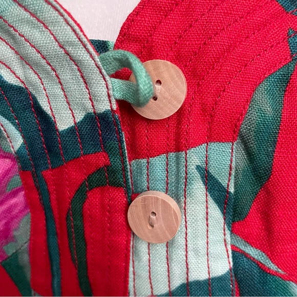 FARM Rio Summer Foliage Cross Back Mini Dress Red Medium NWT - Picture 4 of 16